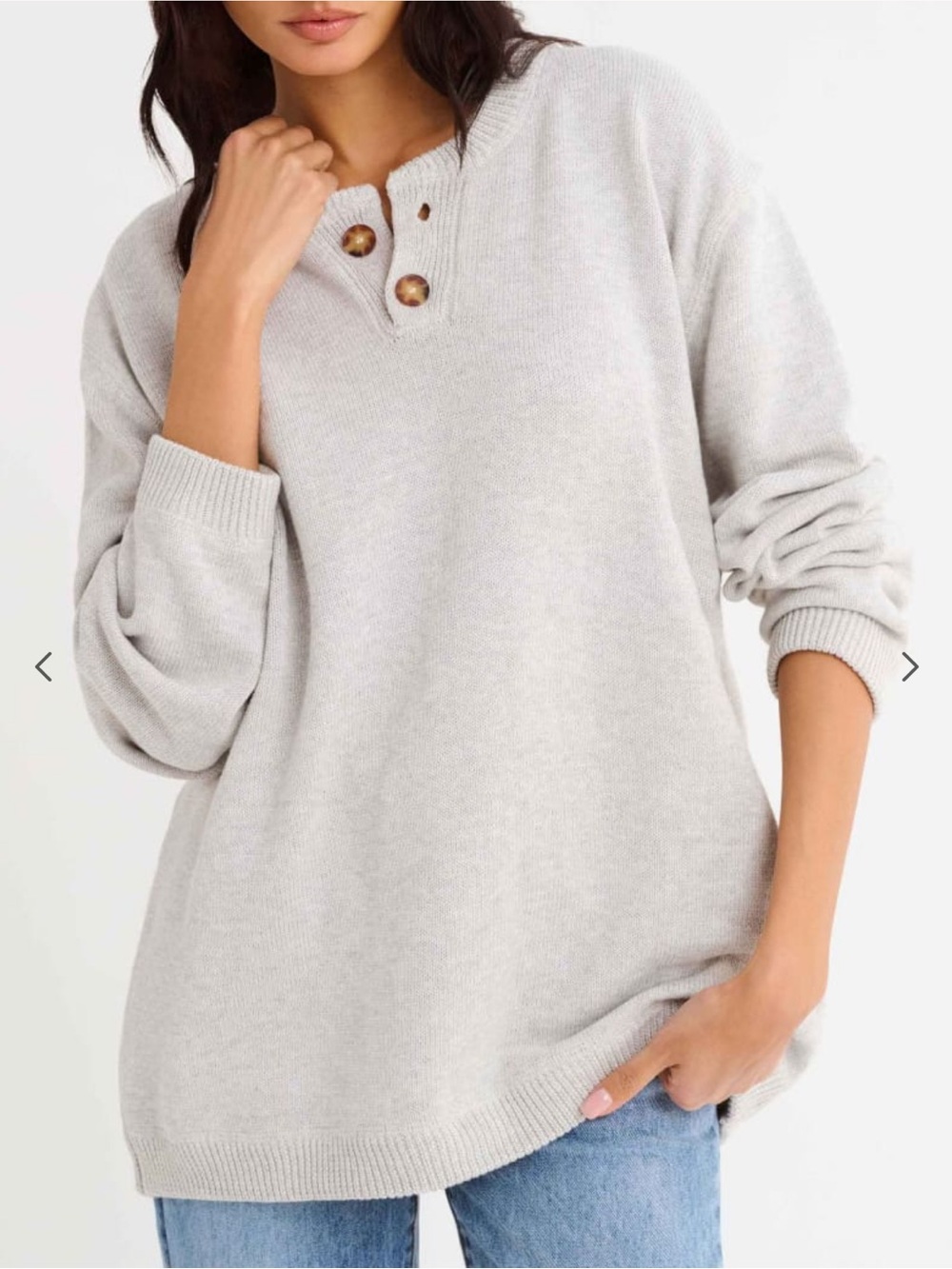Rumored Varsity Henley pullover oversized sweater